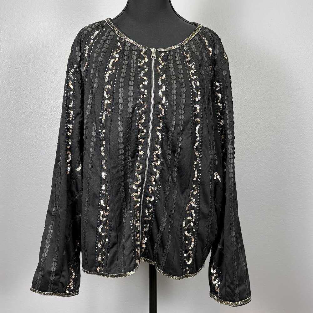Colleen Lopez Sequin and Leather Embellished Blazer